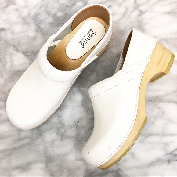 sanita white clogs